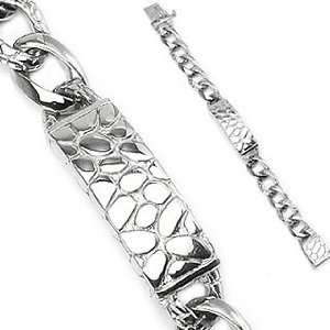 316L Stainless Steel Turtle Shell Texture ID Bracelet   Length 8.46 