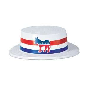 Lets Party By Beistle Company Skimmer Hat with Democratic Donkey Band 