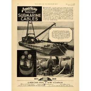  1932 Ad American Steel & Wire Co. Submarine Cables   Original 