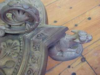 Antique Ornate Cast Brass Floor Lamp Twin Bulbs  