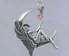 Sterling Silver FAIRY in the MOON PENDANT, MOVABLE  