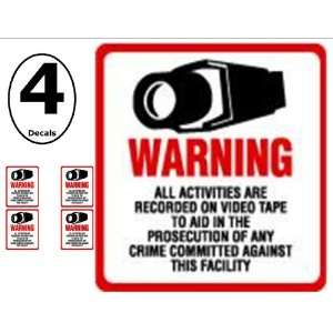 SECURITY DECAL   4 Pack #204 Commercial Security, Surveillance Video 