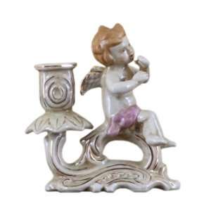  Staffordshire Style Angel Candle Stick Hand Painted Decor 