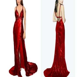 Sexy Red Beads Sequins Halloweens Prom Evening Dress  