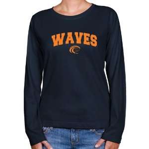 Pepperdine Waves Ladies Navy Blue Logo Arch Long Sleeve Classic Fit 