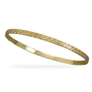  14 Karat Gold Plated Lined Design Bangle Bracelet: Jewelry