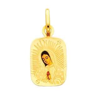  14K Yellow Gold Religious Our Lady of Guadalupe Enamel Picture 