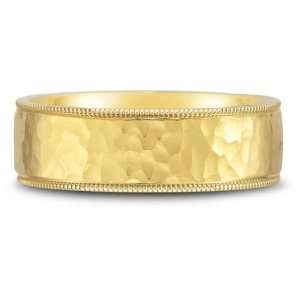  Flat Hammered Wedding Band in 14K Gold Jewelry
