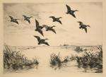Roland Clark Signed Drypoint Etching First Flock 1926  