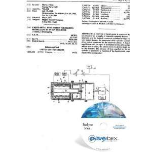 NEW Patent CD for LIQUID METAL FEED SYSTEM FOR FEEDING PROPELLANT TO 