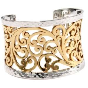  LOIS HILL Two Tone Open Scroll Large Cuff: Jewelry