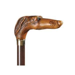  Walking Cane w/ Greyhound Dog Head Handle, Wood Style 