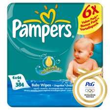 Pampers Baby Wipes 6 X 64 Per Pack   Groceries   Tesco Groceries