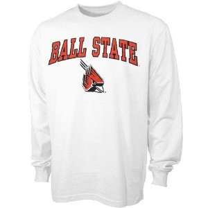   Ball State Cardinals Youth White Bare Essentials Long Sleeve T shirt