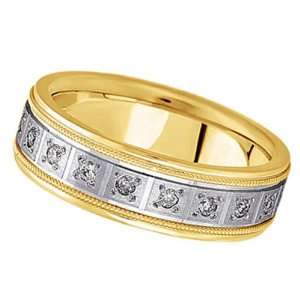  Pave Set Diamond Wedding Band in 14k Two Tone Gold for Men 