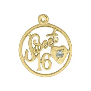 Katarina Vermeil 22K Gold on Sterling Silver Sweet 16 Charm with Blue 