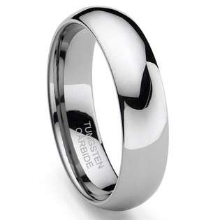 Tungsten Carbide Mens Plain Dome Polished Wedding Band Size 4 15.5 