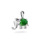 Jewels For Me Oval Cut 14K White Gold Emerald Elephant Pendant