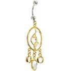 Body Candy BABY PHAT Gold Tone CAT STONE CLUSTER Belly Ring