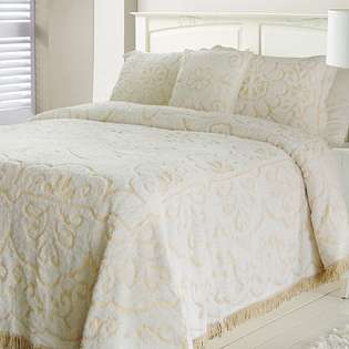   2936050 Jessica Chenille Full Bedspread   White Linen at 