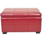 Safavieh Lucas Bicast Leather Storage Bench in Red