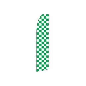  Green & White Checkered Swooper Feather Flag Office 