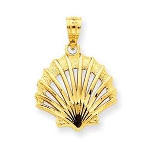  14k Yellow Gold Satin and Polished Shell Pendant: Jewelry