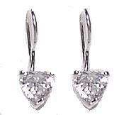 Sterling Silver CZ Cubic Zirconia Dangle Heart Earring  