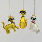 KSA Pack of 6 Yellow and White Glass Cats with Sunglasses Christmas 