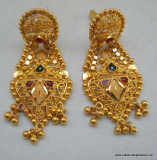 ethnic 20k gold earrings handmade jewelry from rajasthan india  