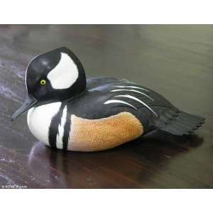  Wood sculpture, Hooded Merganser Duck