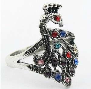   New Fashion Jewelry Womens Antique Color Crystal Peacock Ring  