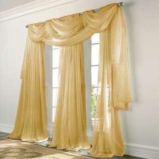 Elegance Voile Sheer Curtain Gold 40 x 216 in. Scarf 