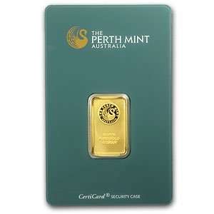  (10 gm) .9999 Fine Gold Bar Perth Mint (In Assay Card 