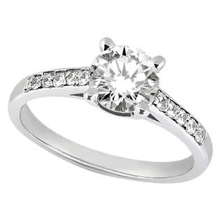 Cathedral Pave Diamond Engagement Ring Setting 18k White Gold (0.20ct 