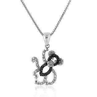 10 cttw Black Diamond Monkey Pendant in Sterling Silver  Jewelry 