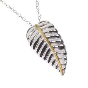 Jewelry For Trees 14KT Yellow Gold & Sterling Silver Hinged Hoop Leaf 