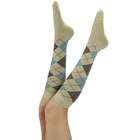 TBIS ToBeInStyle Opaque Argyle Pattern Knee High Stocking Sock   Beige