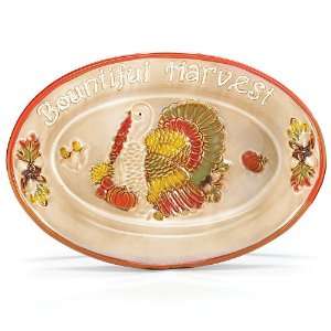 Thanksgiving Turkey Holiday Serving Platter  Kitchen 