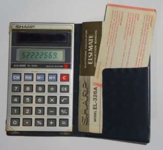 Sharp Calculator Elsi Mate EL 326A Original Case Instructions 1980s 