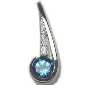  .10 ct 8mm Round Bluetopaz Slide Pendant Jewelry