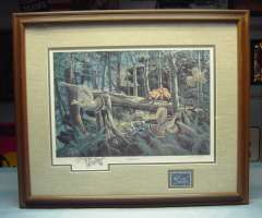 Framed Ken Zylla Outfoxed Signed Print w Stamp 25X20.5  