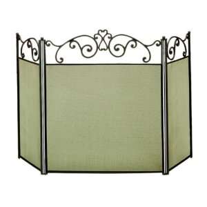   Fireplace Accessories Black Scroll Top Metal Fireplace Screen: Home