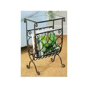    Handcrafted Glass Topped Iron Magazine Table: Home & Kitchen
