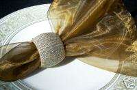 ANTIQUE GOLD ORGANZA DINNER NAPKINS, 100s Available  