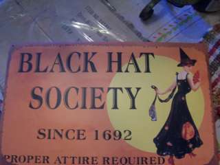 Vintage Halloween Postcard Witch Tin sign  