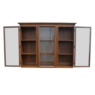 Vintage Walnut Glass Bookcase Hutch China Cabinet  
