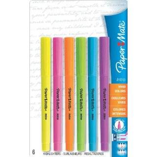 Paper Mate Intro Micro Chisel Tip Highlighters, 6 Colored Highlighters 