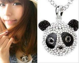 Two crystals Panda chrams pendent necklace Very lovely  