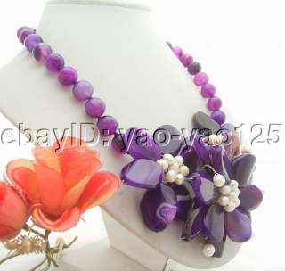 Charming White Pearl&Purple Agate Necklace  